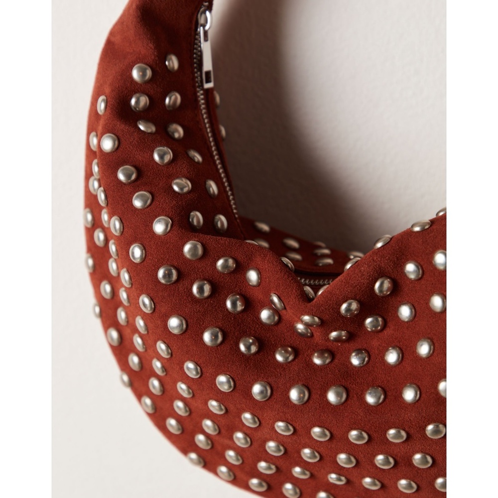 Free People Understated Leather Studded Shoulder Bag in Cognac $398R NWT - Picture 3 of 7